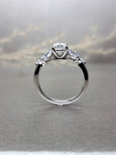 Load image into Gallery viewer, 1.00ct Round Brilliant Cut Moissanite Diamond With Side Stone Marquise Cut Ring
