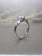 Load image into Gallery viewer, 1.00ct Round Brilliant Cut Moissanite Diamond With Side Stone Marquise Cut Ring
