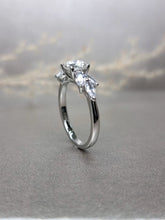 Load image into Gallery viewer, 1.00ct Round Brilliant Cut Moissanite Diamond With Side Stone Marquise Cut Ring
