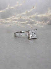 Load image into Gallery viewer, 2.00ct Princess cut Moissanite Diamond With Side Stone Ring
