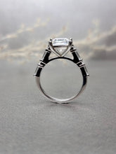 Load image into Gallery viewer, 2.00ct Princess cut Moissanite Diamond With Side Stone Ring

