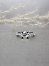 Load image into Gallery viewer, 1.00ct Round Brilliant Cut Moissanite Diamond With Side Stone Ring
