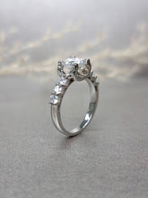 Load image into Gallery viewer, 1.00ct Round Brilliant Cut Moissanite Diamond With Side Stone Ring
