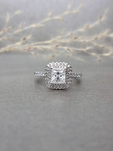 Load image into Gallery viewer, 1.00ct Princess Cut Double Halo Moissanite Diamond Ring
