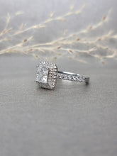 Load image into Gallery viewer, 1.00ct Princess Cut Double Halo Moissanite Diamond Ring
