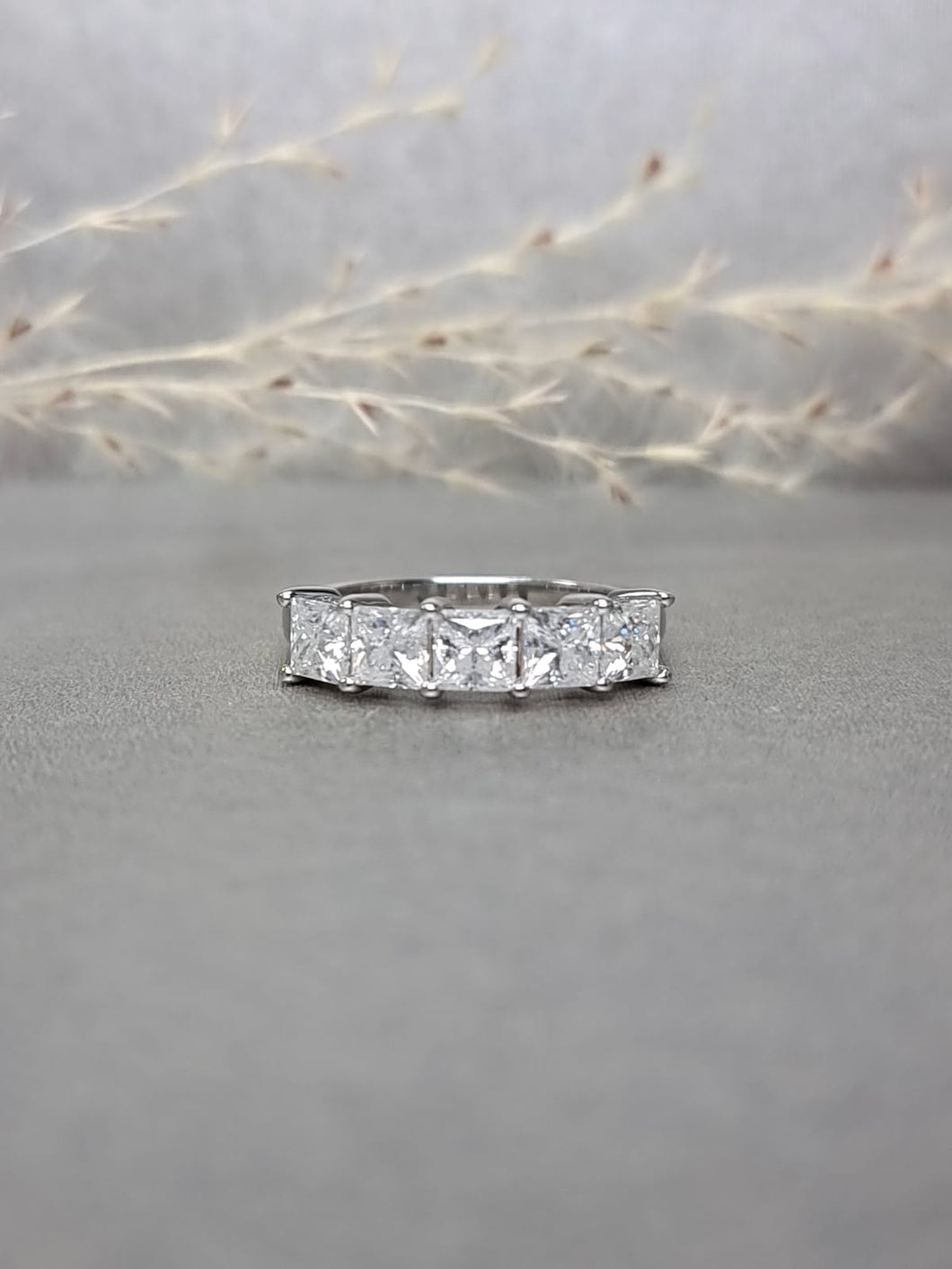 Half Eternity 0.40ct/Ea Princess Cut Moissanite Diamond Classic Ring