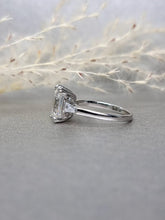 Load image into Gallery viewer, 3.00ct Emerald Cut Moissanite Diamond With Tapered Side Stone Classic Ring
