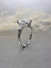 Load image into Gallery viewer, 3.00ct Emerald Cut Moissanite Diamond With Tapered Side Stone Classic Ring
