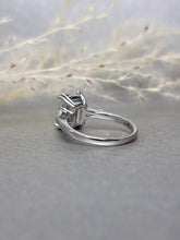 Load image into Gallery viewer, 3.00ct Emerald Cut Moissanite Diamond With Tapered Side Stone Classic Ring
