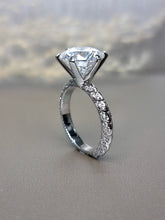 Load image into Gallery viewer, 5.00ct Round Brilliant Cut Moissanite Diamond With Side Stone Unique Band Ring
