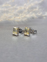 Load image into Gallery viewer, 1.00ct/Ea Emerald Cut Pastel Yellow Diamond Simulant Earring
