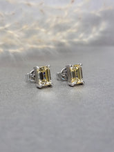 Load image into Gallery viewer, 1.00ct/Ea Emerald Cut Pastel Yellow Diamond Simulant Earring
