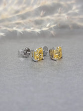 Load image into Gallery viewer, 1.00ct/Ea Asscher Cut Vivid Yellow Diamond Simulant Earring
