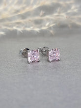 Load image into Gallery viewer, 1.00ct/Ea Asscher Cut Vivid Pink Diamond Simulant Earring
