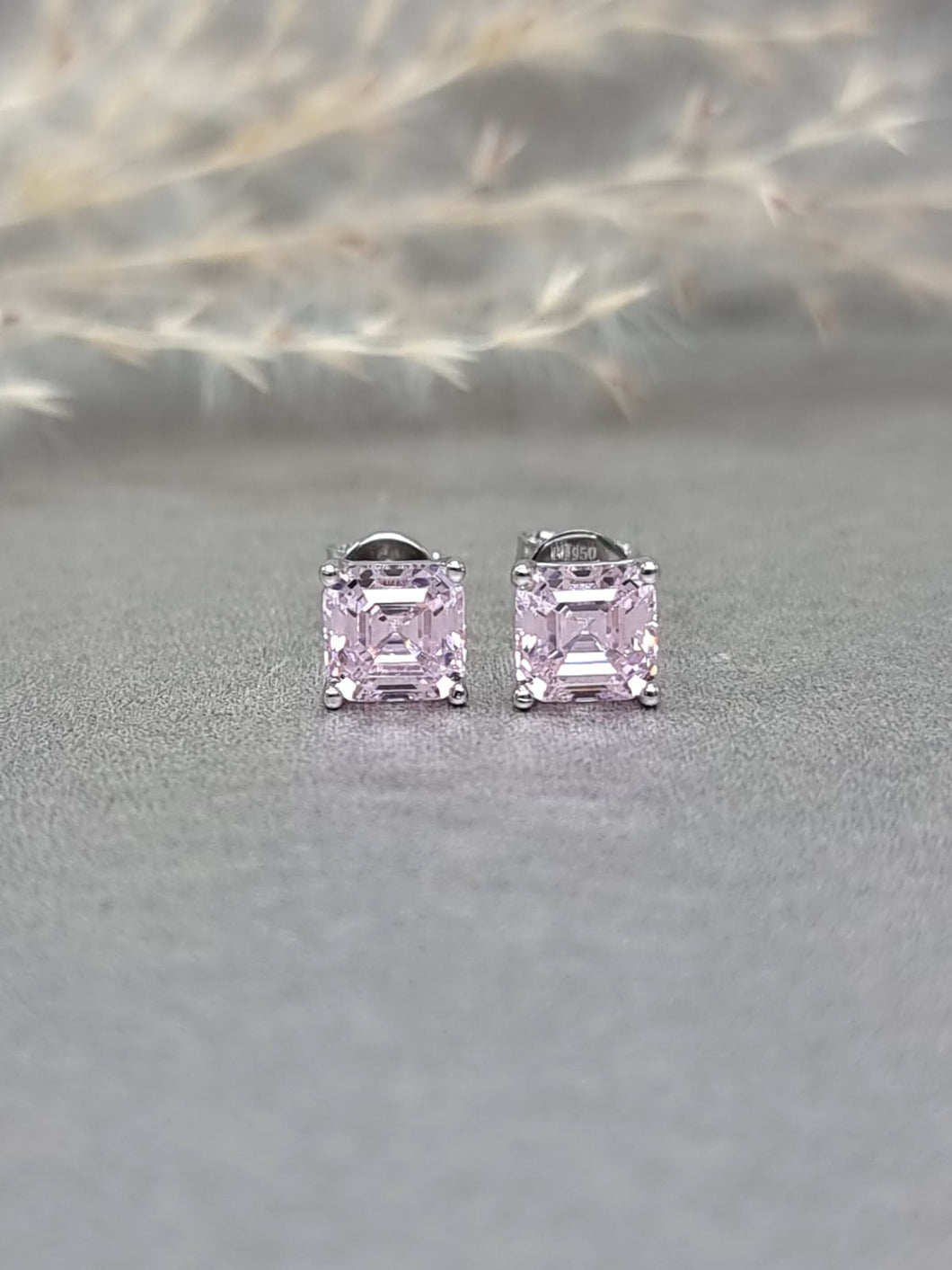 1.00ct/Ea Asscher Cut Vivid Pink Diamond Simulant Earring