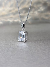 Load image into Gallery viewer, 2.00ct Emerald Cut Colorless Diamond Simulant Necklace
