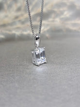 Load image into Gallery viewer, 2.00ct Emerald Cut Colorless Diamond Simulant Necklace
