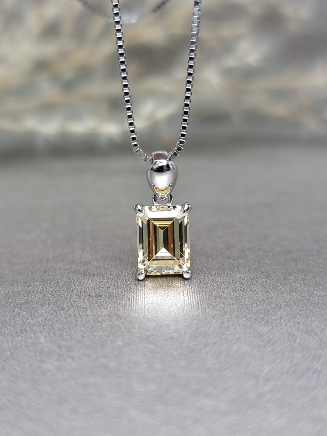 2.00ct Emerald Cut Vivid Yellow Diamond Simulant Necklace