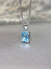 Load image into Gallery viewer, 2.00ct Emerald Cut Topaz Blue Diamond Simulant Necklace
