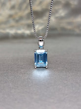 Load image into Gallery viewer, 2.00ct Emerald Cut Topaz Blue Diamond Simulant Necklace
