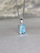 Load image into Gallery viewer, 2.00ct Emerald Cut Topaz Blue Diamond Simulant Necklace
