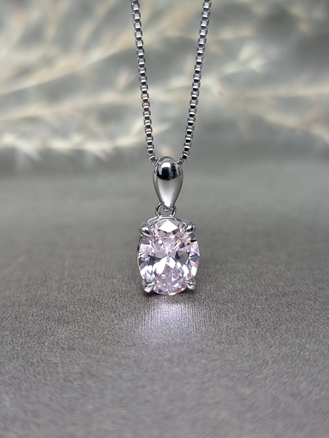 2.00ct Oval Shape Vivid Pink Diamond Simulant Necklace