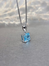 Load image into Gallery viewer, 2.00ct Cushion Cut Topaz Blue Diamond Simulant Necklace
